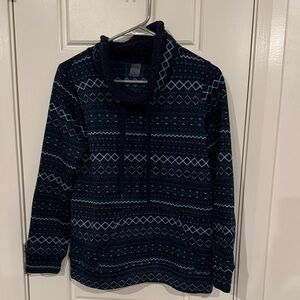 St. John's Bay Women's Sweater - Navy and White Pattern